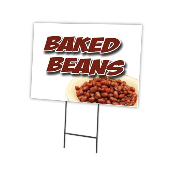 Baked Beans Yard Sign & Stake outdoor plastic coroplast window, C-1824 Baked Beans